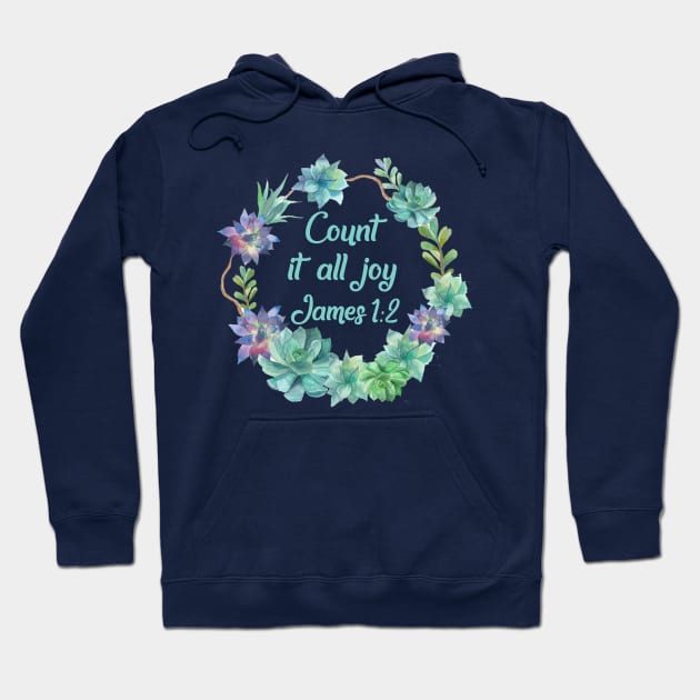 Count it all joy James 1:2 bible quote Jesus God worship witness Christian design Hoodie by Mummy_Designs